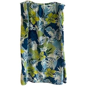 Nygard Collection Woman's Silk Green Blue Floral Hawaiian Lined Wrapped Skirt 16